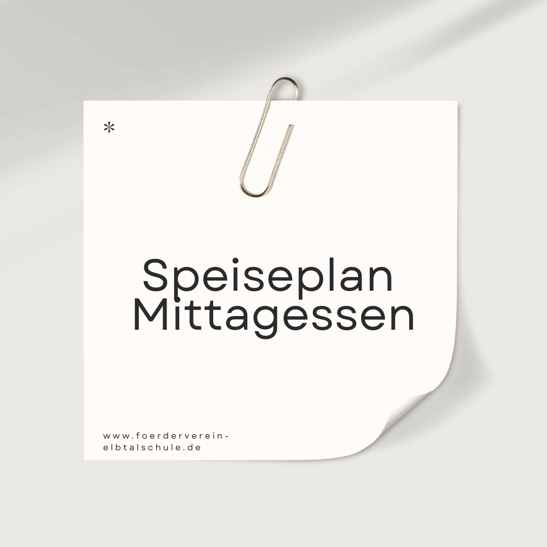 Infoboard Speiseplan Förderverein Elbtalschule